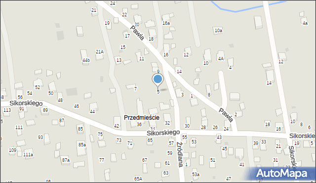 Dynów, Pawia, 5, mapa Dynów