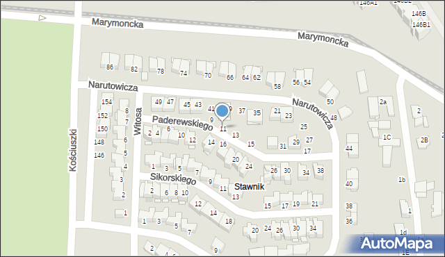 Elbląg, Paderewskiego Ignacego Jana, 11, mapa Elbląga