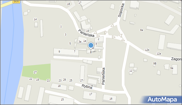 Elbląg, Panieńska, 8, mapa Elbląga