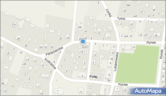 Firlej, Partyzancka, 7, mapa Firlej