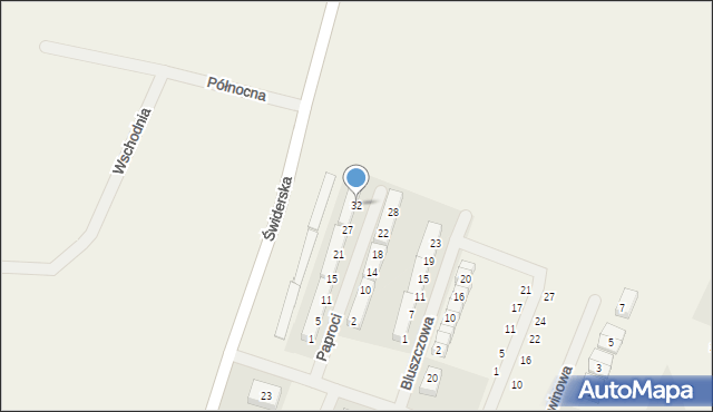 Gajewo, Paproci, 32, mapa Gajewo