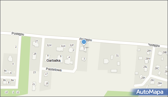 Garbatka, Pastelowa, 1, mapa Garbatka