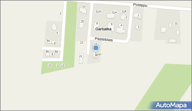 Garbatka, Pastelowa, 19, mapa Garbatka