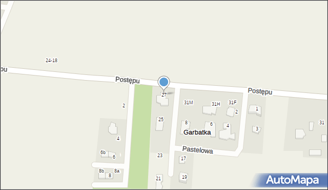 Garbatka, Pastelowa, 27, mapa Garbatka