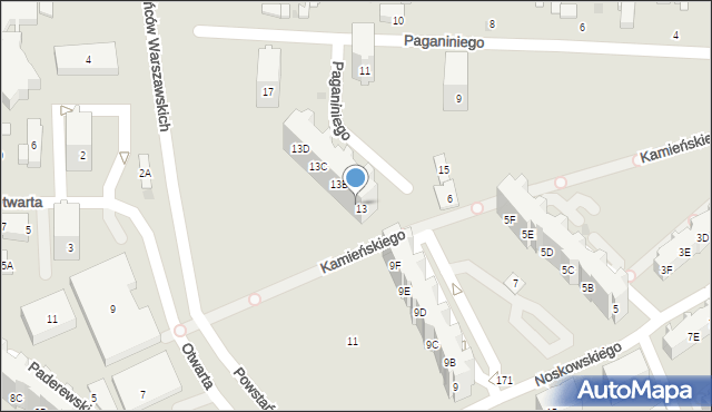 Gdańsk, Paganiniego Niccolo, 13A, mapa Gdańska