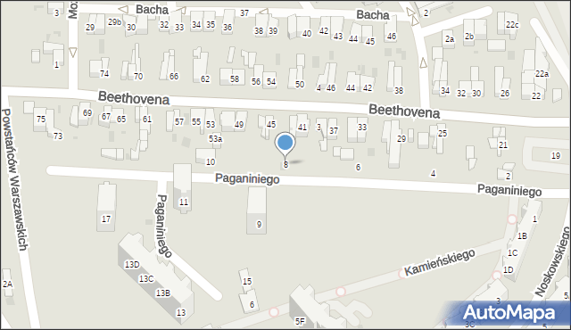 Gdańsk, Paganiniego Niccolo, 8, mapa Gdańska