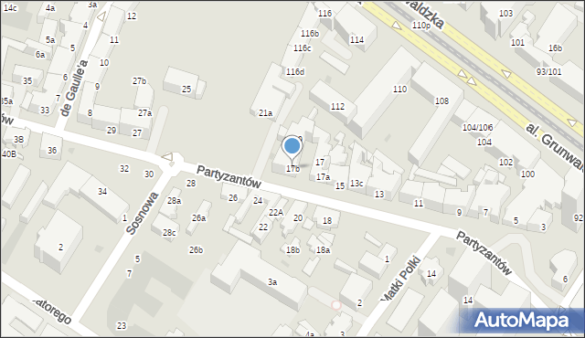 Gdańsk, Partyzantów, 17b, mapa Gdańska