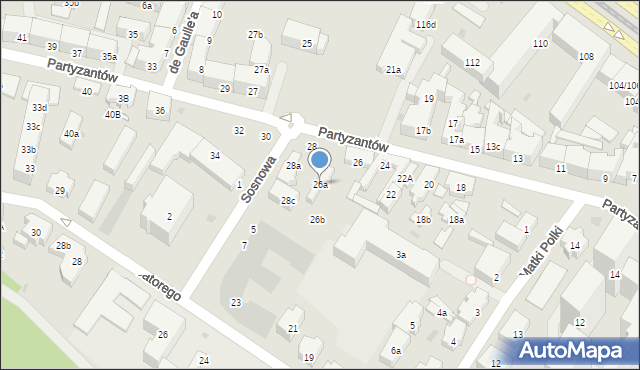 Gdańsk, Partyzantów, 26a, mapa Gdańska