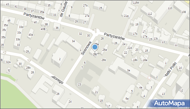 Gdańsk, Partyzantów, 28c, mapa Gdańska