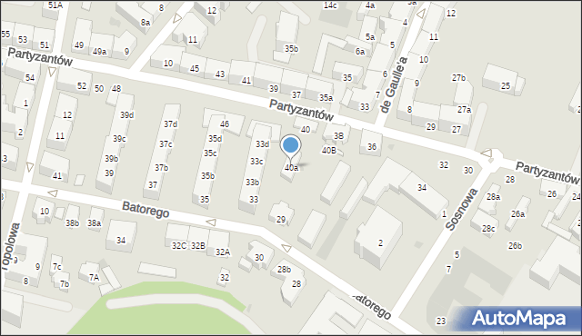 Gdańsk, Partyzantów, 40a, mapa Gdańska