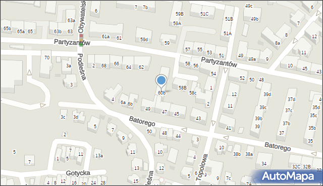 Gdańsk, Partyzantów, 60b, mapa Gdańska