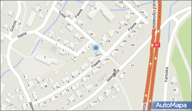 Gdynia, Pawia, 13A, mapa Gdyni