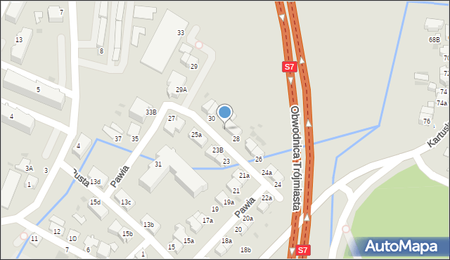 Gdynia, Pawia, 28a, mapa Gdyni
