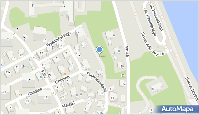 Gdynia, Paderewskiego Ignacego Jana, 5, mapa Gdyni