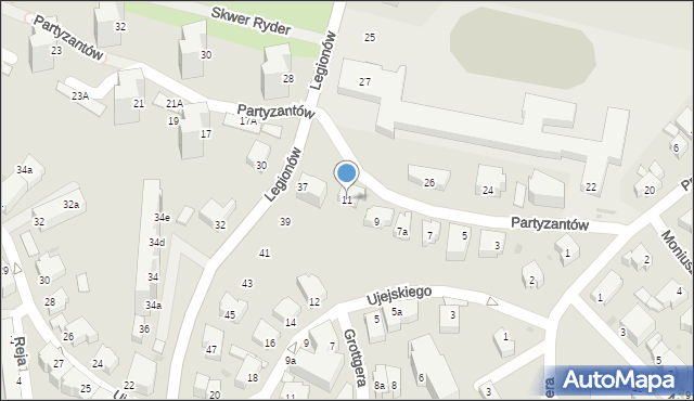 Gdynia, Partyzantów, 11, mapa Gdyni