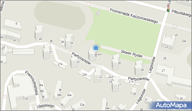 Gdynia, Partyzantów, 32, mapa Gdyni