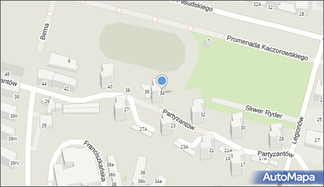 Gdynia, Partyzantów, 34, mapa Gdyni