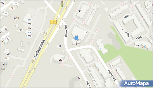 Gdynia, Parkowa, 1, mapa Gdyni