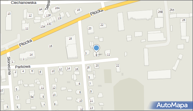 Glinojeck, Parkowa, 9, mapa Glinojeck