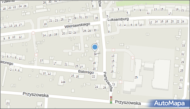 Gliwice, Partyzantów, 14, mapa Gliwic