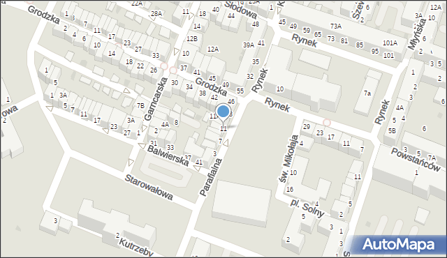 Głogów, Parafialna, 11, mapa Głogów