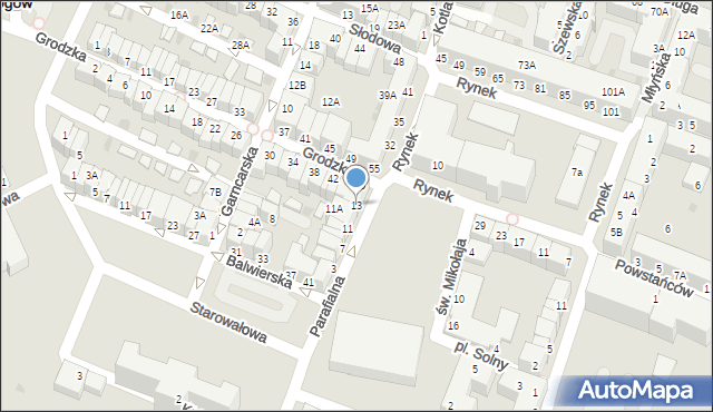 Głogów, Parafialna, 13, mapa Głogów