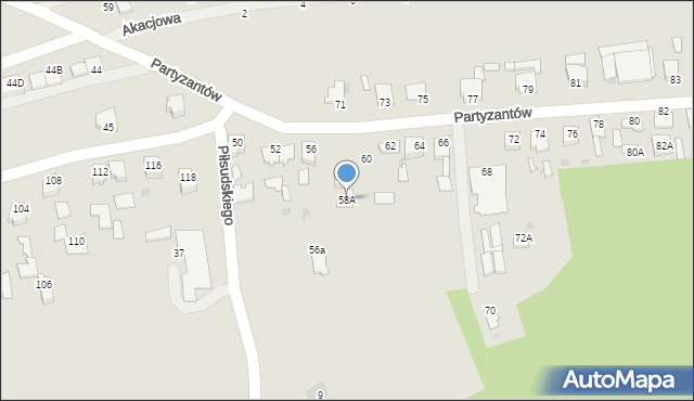 Głogów Małopolski, Partyzantów, 58A, mapa Głogów Małopolski