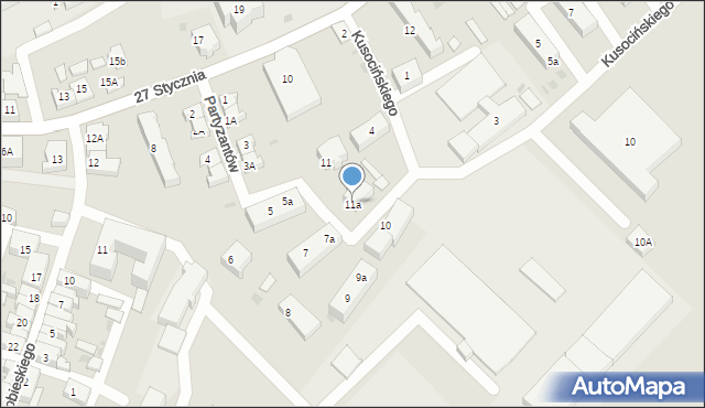 Gniew, Partyzantów, 11a, mapa Gniew