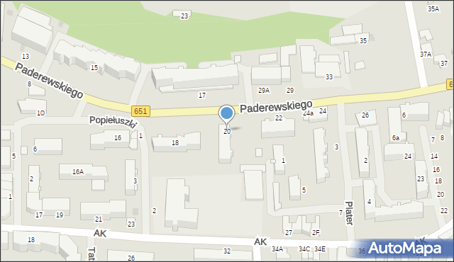 Gołdap, Paderewskiego Ignacego Jana, 20, mapa Gołdap