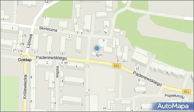 Gołdap, Paderewskiego Ignacego Jana, 7A, mapa Gołdap