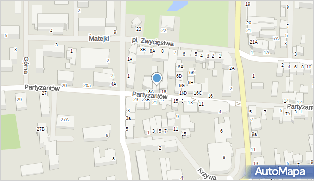 Gołdap, Partyzantów, 18b, mapa Gołdap