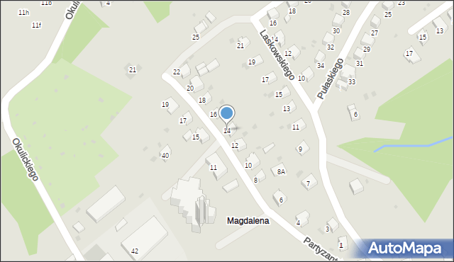 Gorlice, Partyzantów, 14, mapa Gorlic