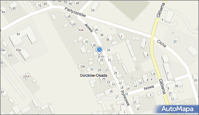 Gorzków-Osada, Partyzantów, 35, mapa Gorzków-Osada