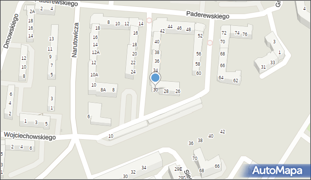 Gorzów Wielkopolski, Paderewskiego Ignacego Jana, 30, mapa Gorzów Wielkopolski