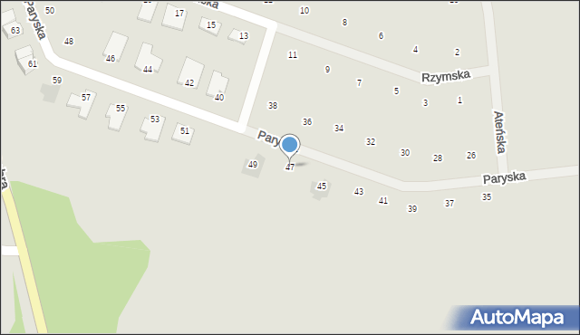 Gorzów Wielkopolski, Paryska, 47, mapa Gorzów Wielkopolski
