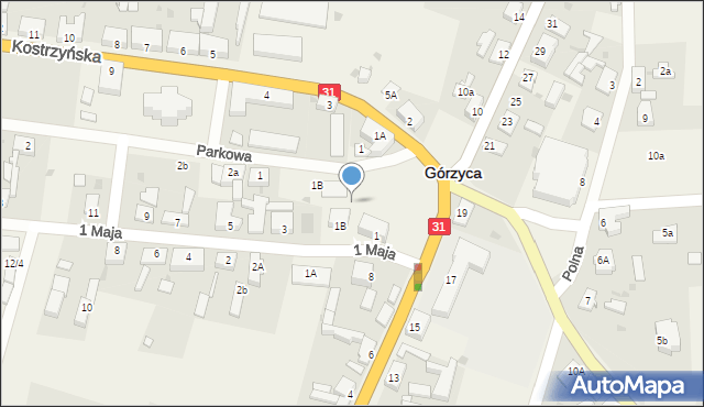 Górzyca, Parkowa, 1c, mapa Górzyca