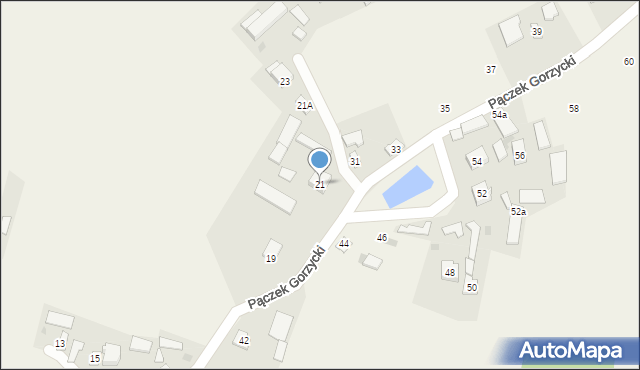 Gorzyce, Pączek Gorzycki, 21, mapa Gorzyce