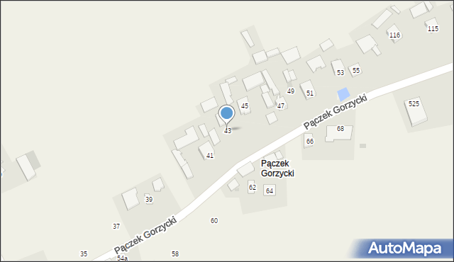 Gorzyce, Pączek Gorzycki, 43, mapa Gorzyce