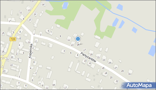 Gowarczów, Partyzantów, 15, mapa Gowarczów