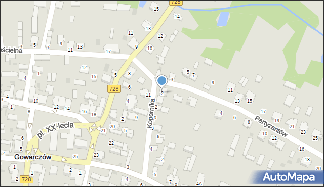Gowarczów, Partyzantów, 2, mapa Gowarczów