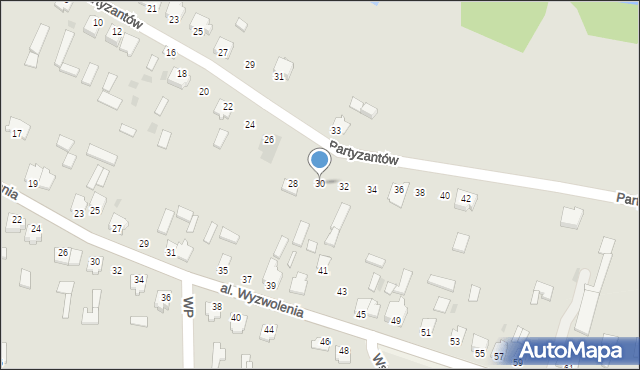 Gowarczów, Partyzantów, 30, mapa Gowarczów