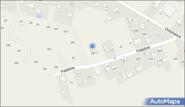 Grębów, Palędzie, 14, mapa Grębów