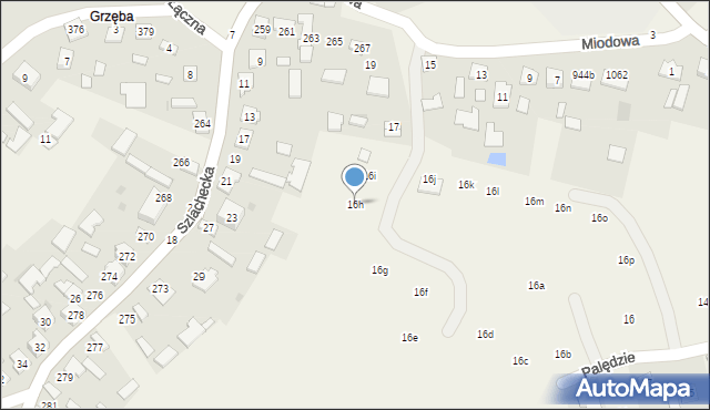 Grębów, Palędzie, 16h, mapa Grębów