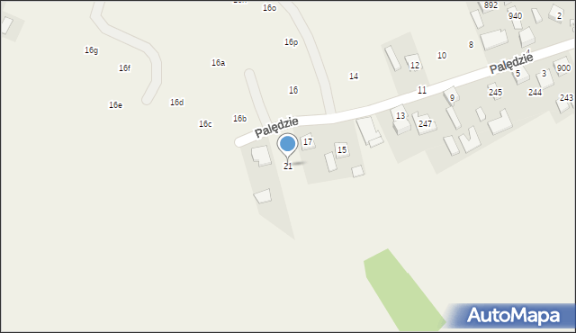 Grębów, Palędzie, 21, mapa Grębów