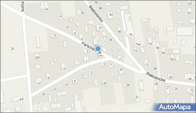 Gródek, Partyzantów, 1, mapa Gródek