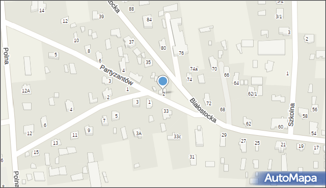 Gródek, Partyzantów, 2, mapa Gródek