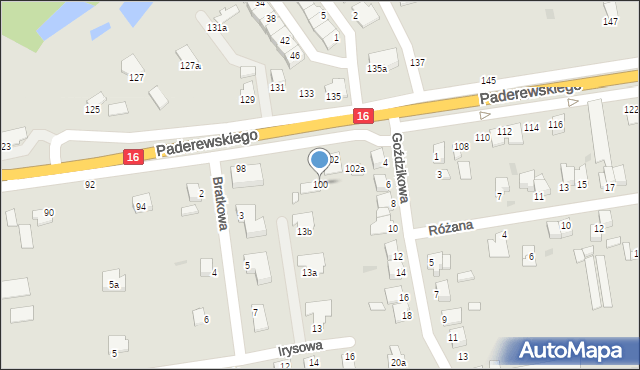 Grudziądz, Paderewskiego Ignacego Jana, 100, mapa Grudziądza