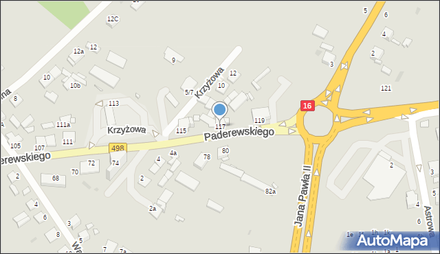 Grudziądz, Paderewskiego Ignacego Jana, 117, mapa Grudziądza