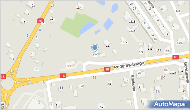 Grudziądz, Paderewskiego Ignacego Jana, 125, mapa Grudziądza