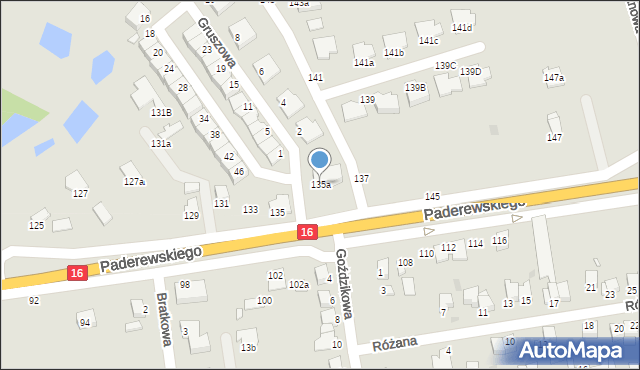Grudziądz, Paderewskiego Ignacego Jana, 135a, mapa Grudziądza